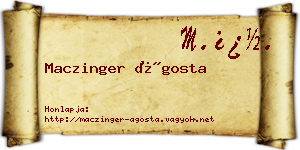 Maczinger Ágosta névjegykártya